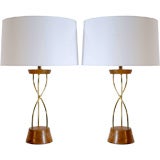 A Pair of Brass Helix Table Lamps