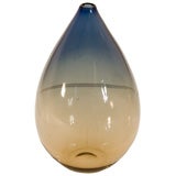 Handblown Art Glass Blue and Gold Teardrop Bud Vase