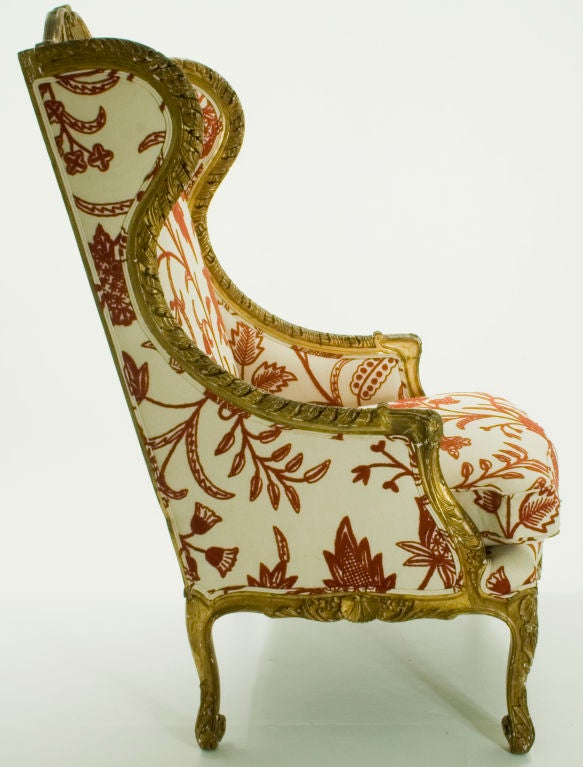 American Outsized Louis XV-Style Wing Chair For Sale