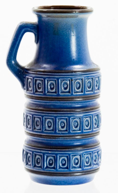 Glazed Cobalt West German Vase by Bay