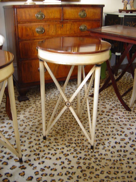 Pair of  Vintage Directoire Style Painted Gueridons