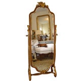 A Rococo Style Giltwood Cheval Mirror