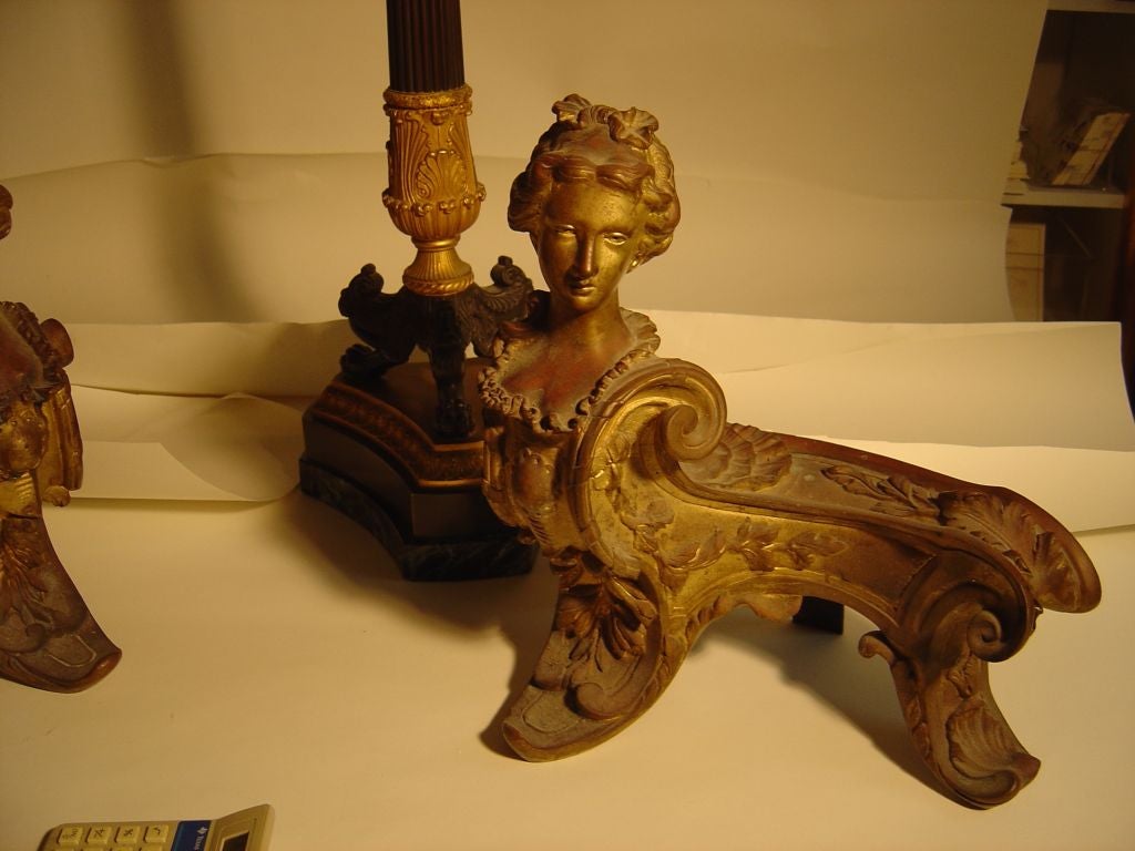 A pair of Russian gilt bronze chenets