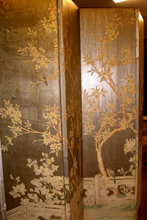 Japanese Silver leaf hand painted screen by Gracie 5