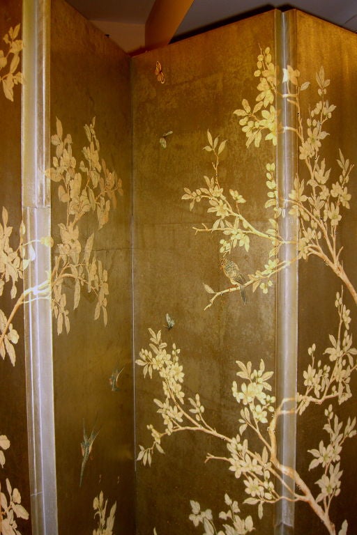 Japanese Silver leaf hand painted screen by Gracie 2