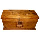18th Century Spanish Colonial chest or trunk with iron fittings.