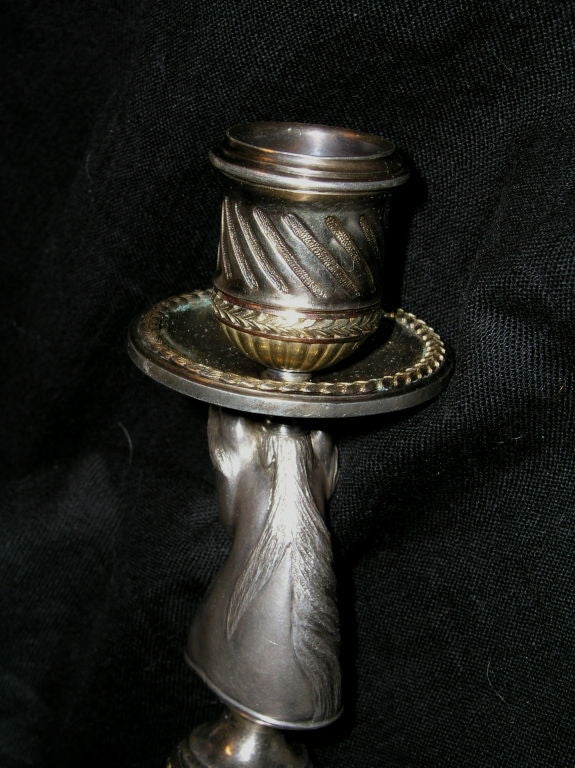 20th Century Henrik Wigstrom Faberge master candle Silver Gold Enamel Rubies