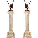 Nice pair of vintage bronze and iron column lamps