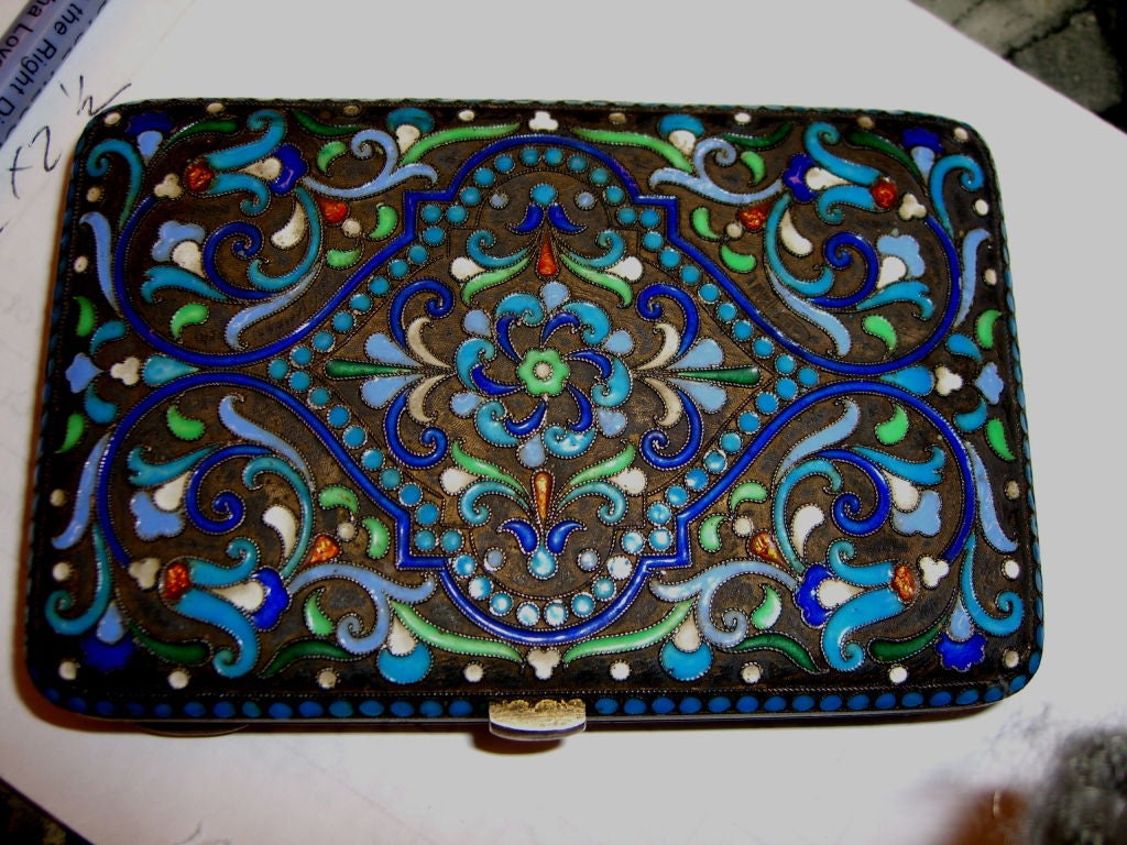20th Century Exquisite Russian Tsarist Enamelled Silver case dated 1913