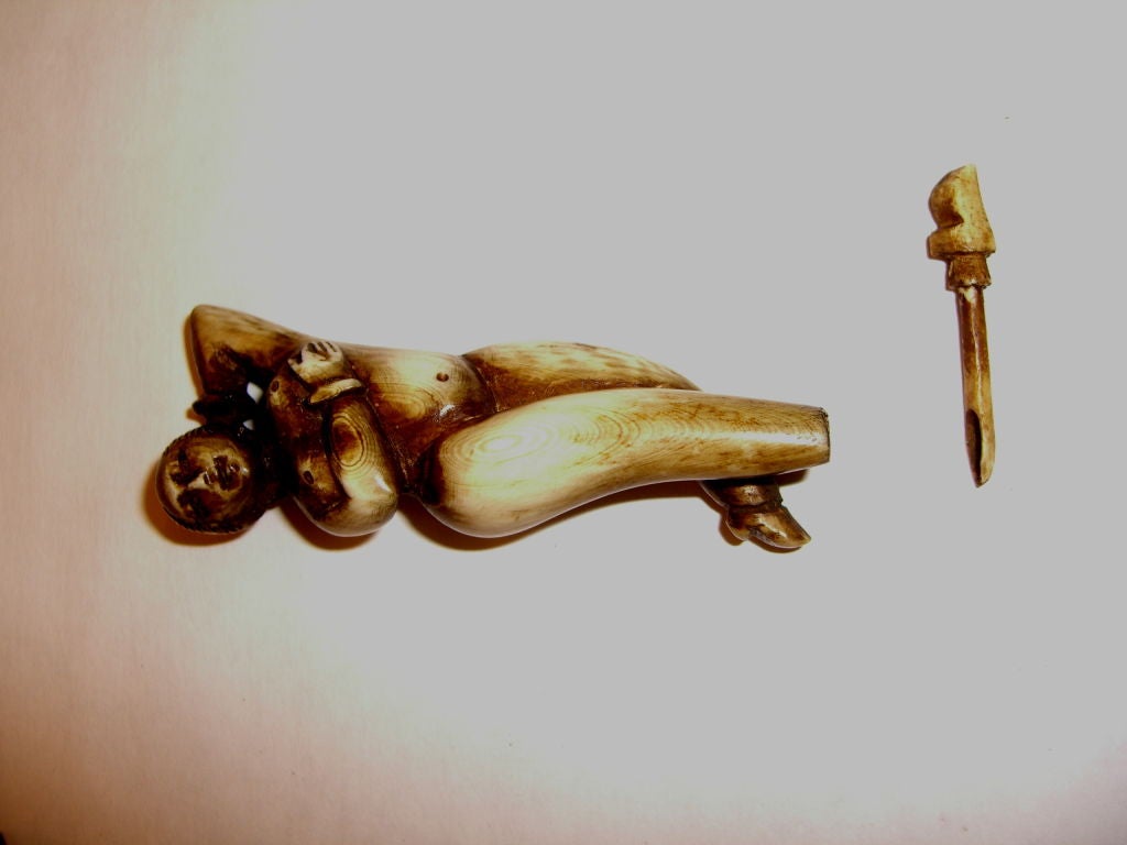 English Unusual & rare carved ivory snuff box as a medical model nude