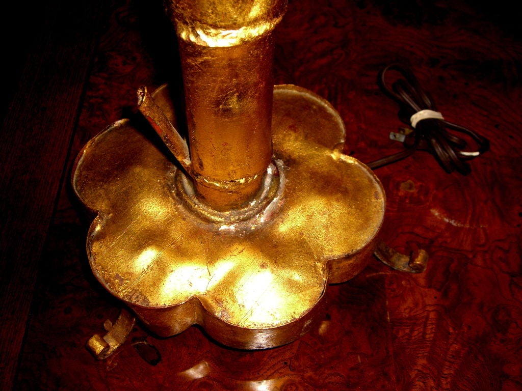 Fabulous  Italian hand made Gold Leaf iron palm tree lamp