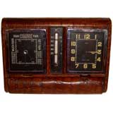 Asprey London Lecoutre Alligator covered clock weather station