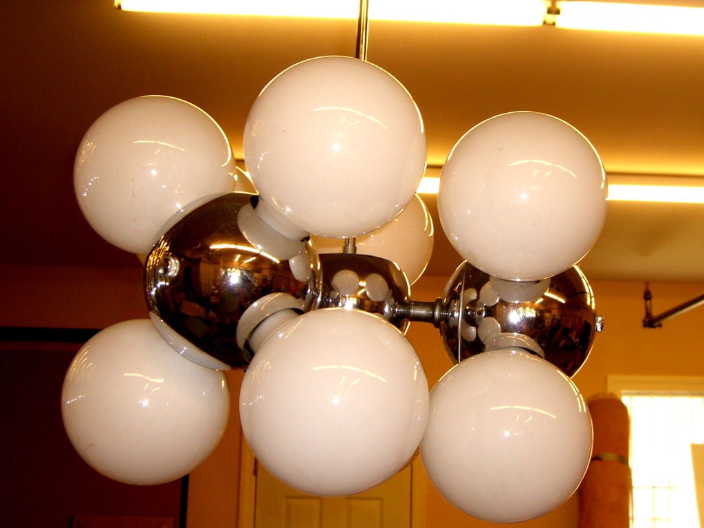 1970's chrome 12 light bubble atomic fixture