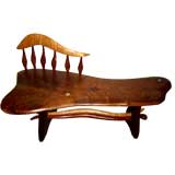 Incredible American Craft hand made bench inlaid with minerals