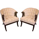 Antique Nice pair of 1920's Regency style armchairs w/ tufted buttons