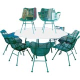 Used Rare 9 piece Woodard Sculptura outdoor mesh set Octagonal table