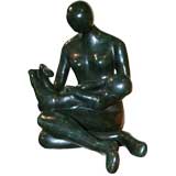 Lrg bronze sculpture Mother & child by noted artist Carol Miller