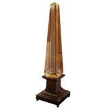 French Obelisk lamp lucite top chromed bronze base att to Jansen