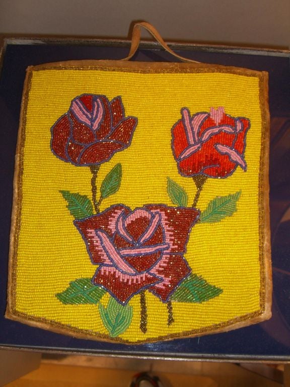 Native American Indian Pouch Or Bag Beaded With Mickey Mouse