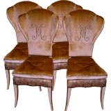 4 fabulous designer high mini wing back chairs in Fortuny fabric