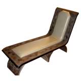 1999 custom made hand tooled leather chaise by Linda Eastman