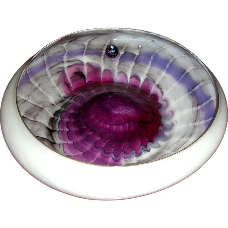 Large hand blown signed Cliff Goodman art glass centerpiece 1986