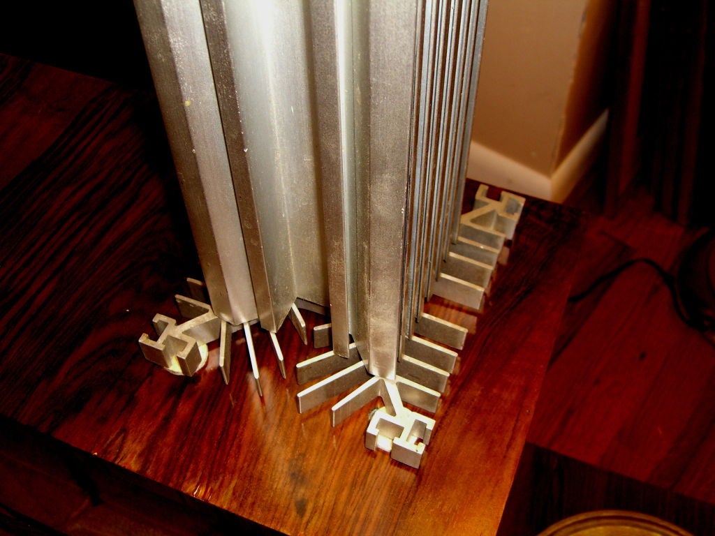 Machine age handmade Aluminum lamp skyscraper design