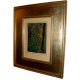 Great German expressionist watercolor ghoul nude woman