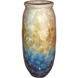 Beautiful Flake glazed buff terracotta art pottery vase