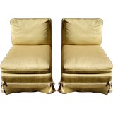 Great pair of labeled Baker slipper chairs with tassles