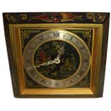 Chinoiserie themed enameled clock by the Chelsea Clock company