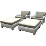 Stone oversized outdoor armchairs & ottomans Attr michael Taylor