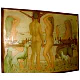 Beautiful large Symbolist painting dated 1966 by Serge Carre