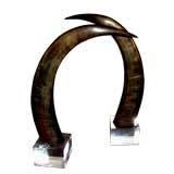 Great pair of large water buffalo horns or tusks on lucite bases