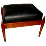 Nice Danish mid century stool black leather &brass sabot tops