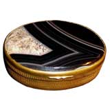 Beautiful 19th century pill snuff box probably w/ agate sides