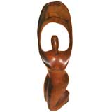 Exotic wood abstract sculpture in the manner of Henry Moore