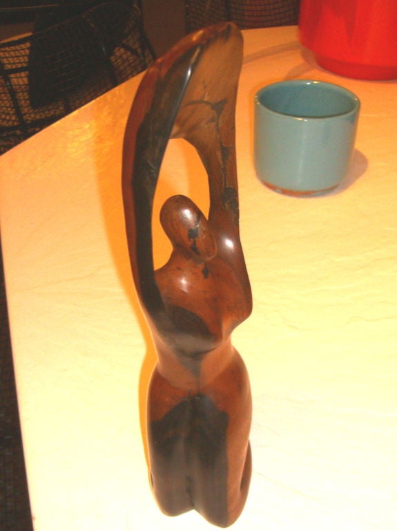 Exotic wood abstract sculpture in the manner of Henry Moore