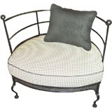 Nice round wrought iron chair w/ great upholstery
