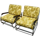 Vintage Great pair of convertible steel armchair chaises prototypes