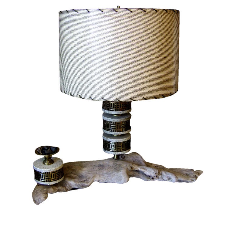 Nice driftwood lamp sculptue by Hudson river artist Earl Johnson