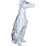 Vintage Life size Majolica tin glazed terracotta Greyhound w/ glass eyes