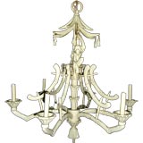 Iron chandelier with bamboo shaped arms & monkey or chimpanzee