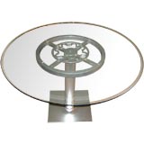 Unusual Chrome plated iron base table 1/2 inch thick glass top