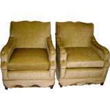 Beautifully detailed down upholstered Hollywood regency chairs
