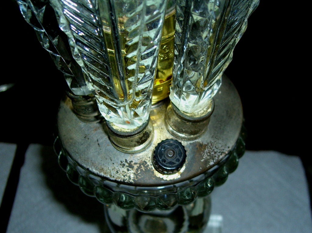 American Great pair of Hollywood Regency glass fern lamps