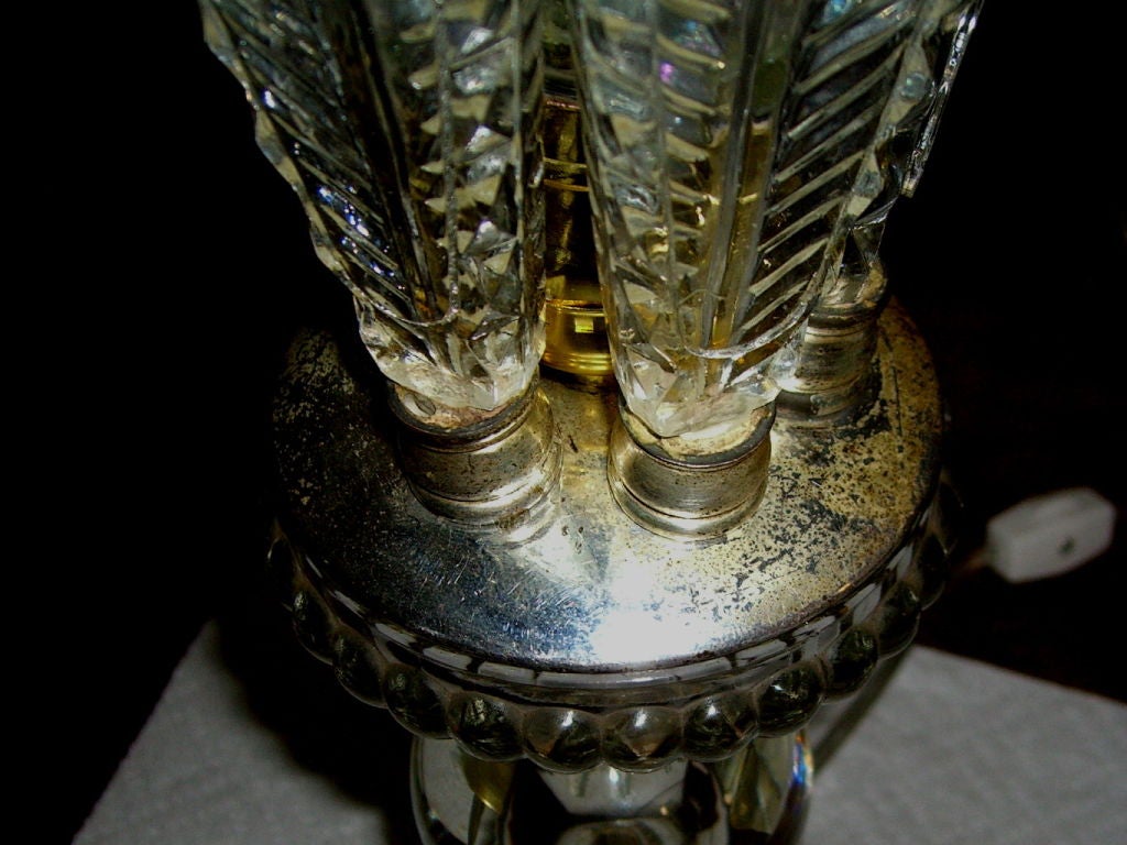 Mid-20th Century Great pair of Hollywood Regency glass fern lamps