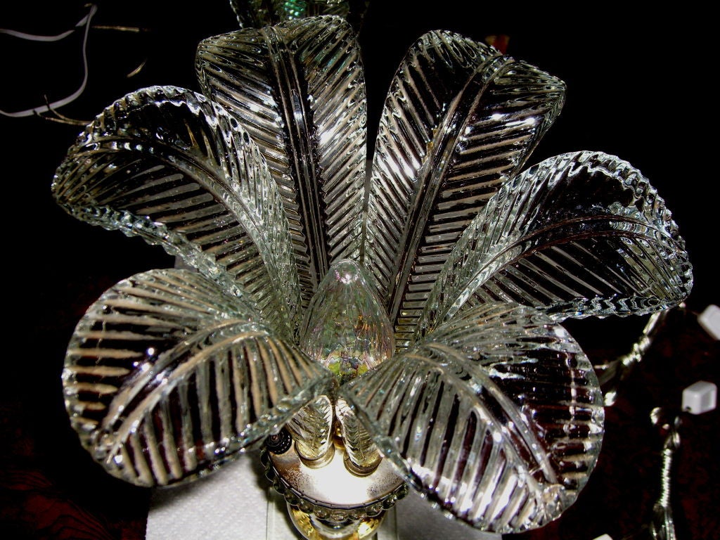 Glass Great pair of Hollywood Regency glass fern lamps