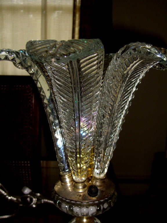 Great pair of Hollywood Regency glass fern lamps 1