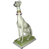 Lifesize Italian majolica terracotta figure greyhound signed